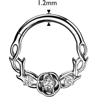 Ring cubic zirconia accented vines and rose Clicker