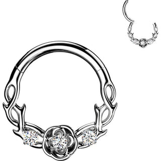 Ring cubic zirconia accented vines and rose Clicker