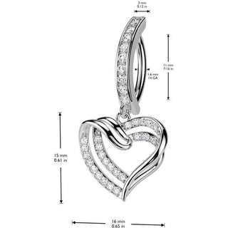 Bauchnabelpiercing Herz Zirkonia Anhänger Segment 