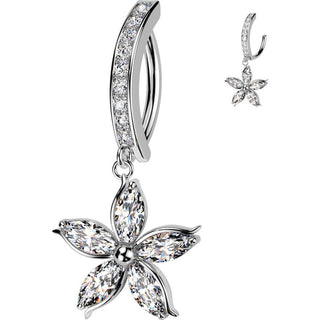 Belly Button Piercing flower dangle zirconia Clicker