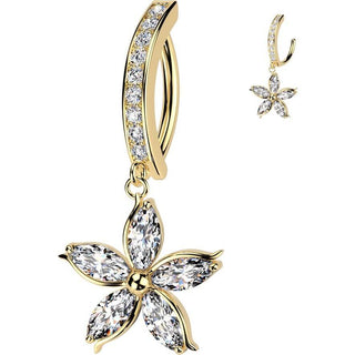 Belly Button Piercing flower dangle zirconia Clicker