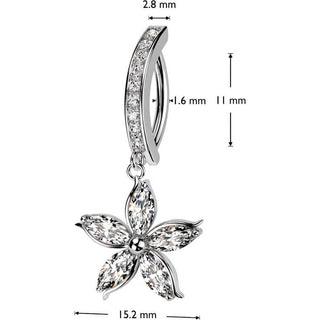 Belly Button Piercing flower dangle zirconia Clicker