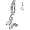 Belly Button Piercing butterfly zirconia dangle