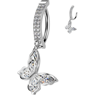 Belly Button Piercing butterfly zirconia dangle