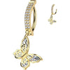 Belly Button Piercing butterfly zirconia dangle