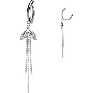 Belly Button Piercing marquise cubic zirconia and triple chain dangle Clicker