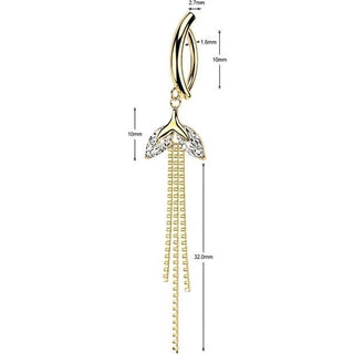 Belly Button Piercing marquise cubic zirconia and triple chain dangle Clicker