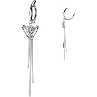 Belly Button Piercing triangle cubic zirconia and triple chain dangle Clicker