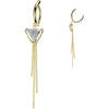 Belly Button Piercing triangle cubic zirconia and triple chain dangle Clicker