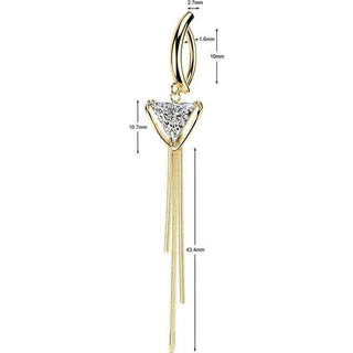 Belly Button Piercing triangle cubic zirconia and triple chain dangle Clicker