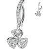 Belly Button Piercing pave cubic zirconia with 3 leaf clover chain dangle Clicker