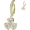 Belly Button Piercing pave cubic zirconia with 3 leaf clover chain dangle Clicker
