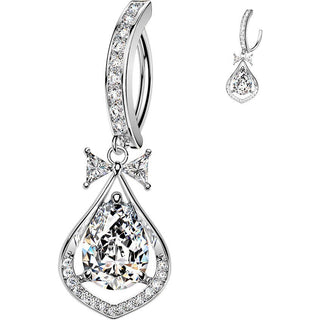 Belly Button Piercing pave cubic zirconia with large pear dangle Clicker