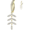 Belly Button Piercing pave cubic zirconia with leaf chain dangle Clicker