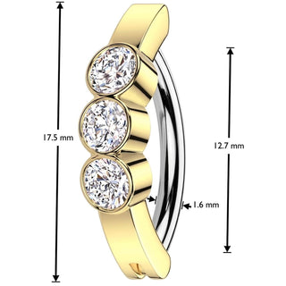 Belly Button Piercing three zirconias bezel setting