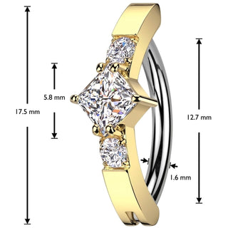 Belly Button Piercing diamond shape zirconia prong setting
