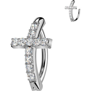 Belly Button Piercing cross zirconia Clicker