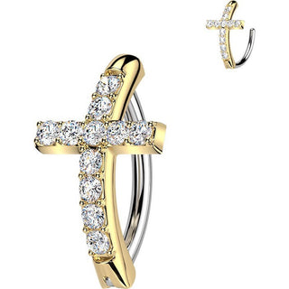 Belly Button Piercing cross zirconia Clicker
