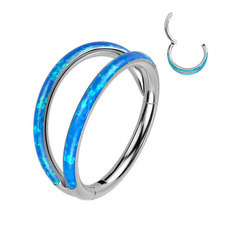 Titan Ring Zweireiher Opal Clicker