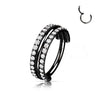 Titanium Ring Double Row Zirconia Clicker