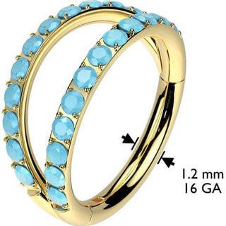 Titanium Ring double hoop turquoise Segment