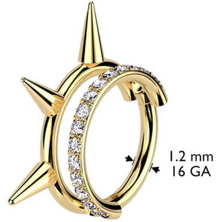 Titanium Ring double hoop spikes zirconia Segment