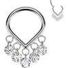 Titanium Ring chevron zirconia dangle Segment