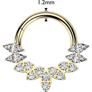 Titanium Ring marquise and round cubic zirconia fan Clicker