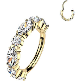 Titanium Ring zirconia round marquise cut Segment