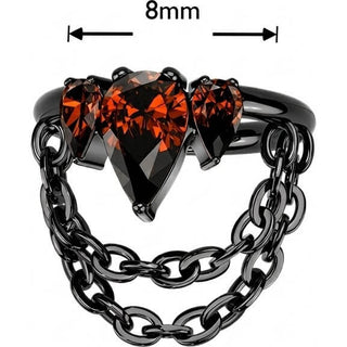 Titanium Ring zirconia double chain dangle Segment