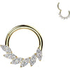 Titanium Ring marquise cubic zirconia swirl fan Clicker