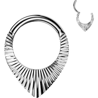 Titanium Ring teardrop zirconia cuts Clicker