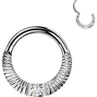 Titanium Ring zirconia cuts round cubic zirconia center Clicker