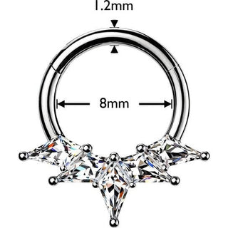 Titanium Ring kite cubic zirconia fan Clicker