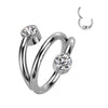 Titanium Ring Double Row Ball Zirconia Clicker