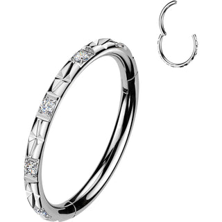 Titanium Ring Outward Facing Facet Cuts Zirconias Clicker