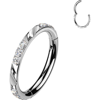 Titanium Ring Facet Cuts Triple Zirconia Clicker