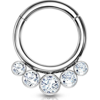 Titan Ring 5 Zirkonia Silber Clicker