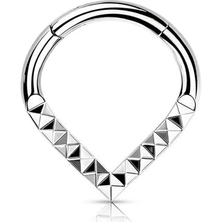 Titanium Ring Chevron Pyramid Cut Clicker