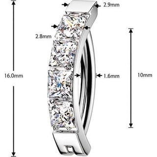 Titanium Belly Button Piercing Pavé Square Zirconia Clicker