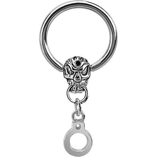 Ring Skull Handcuffs dangle Silver Captive Bead