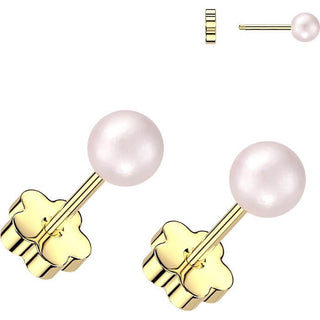 Earring pearl with flower back 1 pair