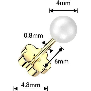Earring pearl with flower back 1 pair