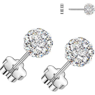 Earring pave crystal ball 1 pair