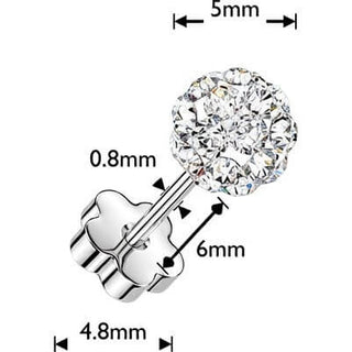 Earring pave crystal ball 1 pair