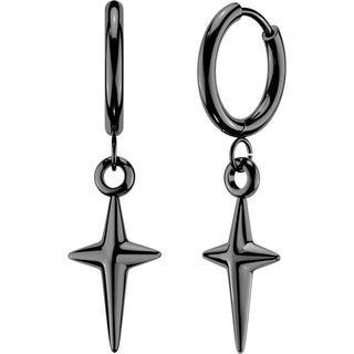 Earring solid star cross dangle 1 pair