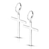 Earring 316L Hoop Earrings with Cross Dangle 1 Pair Clicker