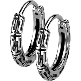 Earring 316L Hinged Hoop Earrings Tribal Casting 1 Pair Clicker