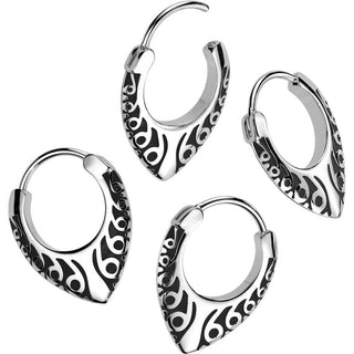Hoop Earring upside down tribal