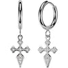 pave cubic zirconia cross dangle 1 pair, 3 s pairs